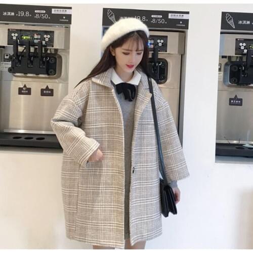 Spring/autumn women coats women jackets sweet blend and wool clothing female coats mid-long loose outerwear korean style