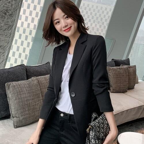 Autumn Slim Korean Blazer Women Jacket Women Office Wear 2020 Thin Long Sleeve Coat Women Casual Suit Woman Work Office Outfit
