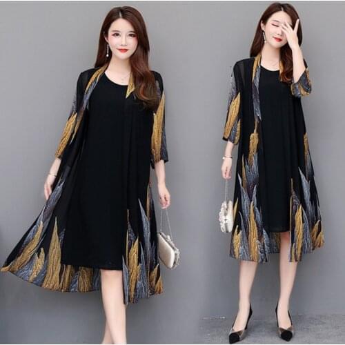 Dress Suits Women Vintage Retro Dresses Boho Bohemian Chiffon Mesh Spring Summer Casual 2 Piece Set Clothes Female Plus Size