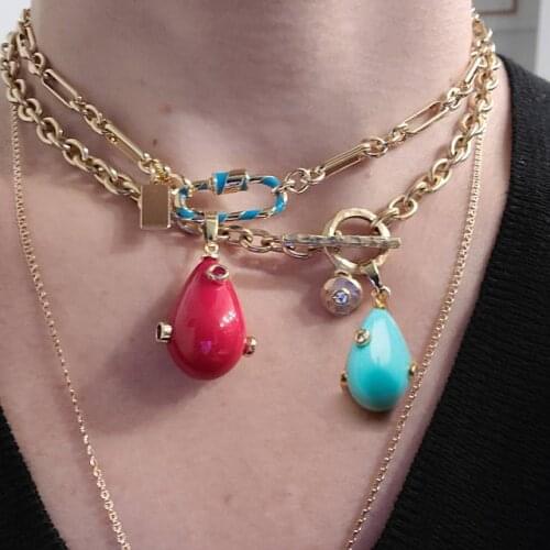 Vivalavika Dvacaman Blair Hera Blue Pendant Necklace for Women 2020 New Fashion HOLLY JUNE Accessories Steampunk Men Cuban Thick