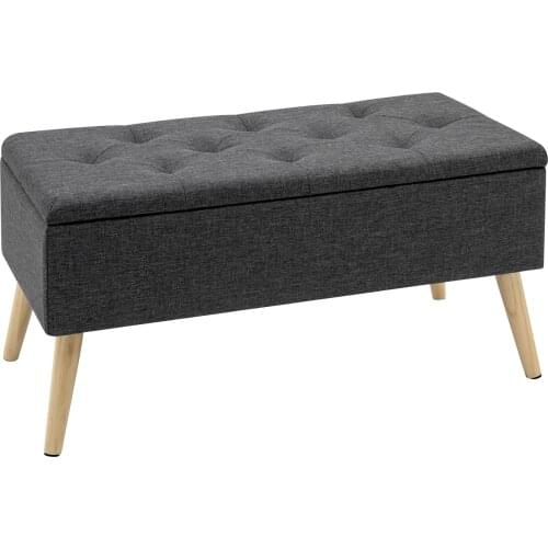 1PC Linen/Velvet Storage Ottoman Chair Stool Upholstered Footstool Bench Multifunction Pouffe Chair with Hinged Lid