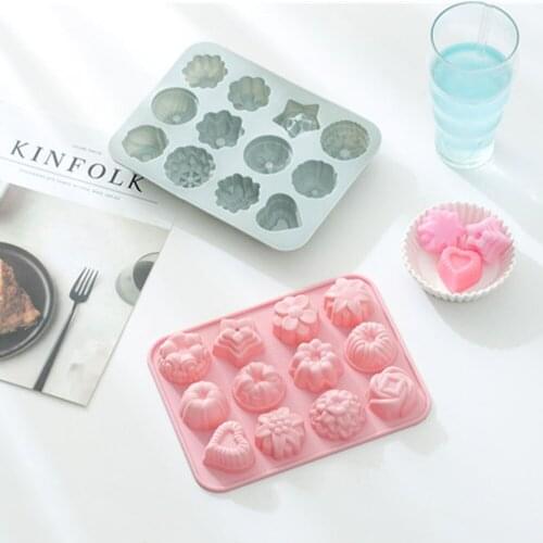 12 Grid 3D Flowers Chocolate Silicone Molds Fondant Moon Cake Molds Candy Cake Decorating Tools Kitchen Accessories Pastry DIY