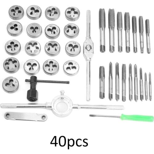 40Pcs/Set Metric Tap Die Set Hand Threading Tool Tungsten Carbide Screw Thread Bit With Plastic Storage Case