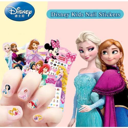 5 Pcs/lot Frozen Elsa Anna Snow White Nail Art Stickers Toys For Girls Disney Princess Mickey Minnie Sofia Children Makeup Toy