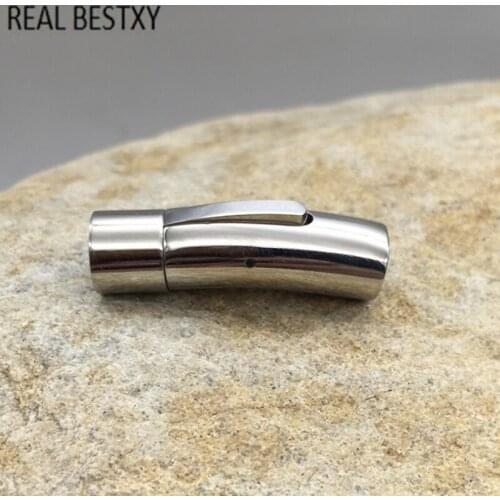 50pcs/lot 316L Stainless Steel Clasp Tube Hooks Connector For DIY Leather Cord Bracelet Jewelry Finding Snap Lock End Connectors