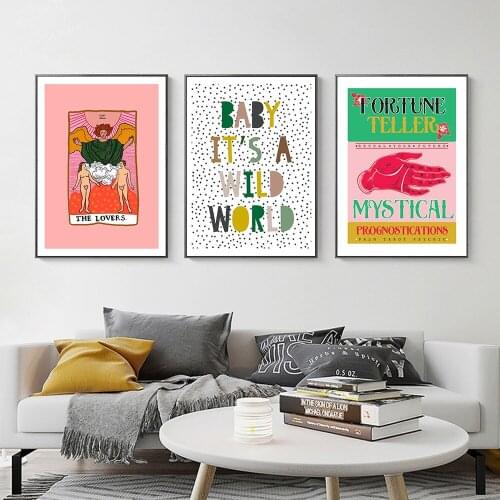 Abstract Rainbow Fortune Teller The Lovers Tarot Canvas Painting Quote Wall Art Pictures Posters Prints Living Room Home Decor