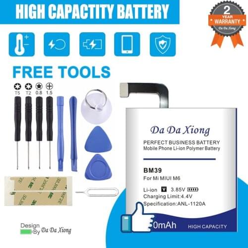 BM39 Battery For Xiaomi Mi 6 Mi6 5100mAh High Capacity Phone Batterie Retail Package Free Tools In Stock
