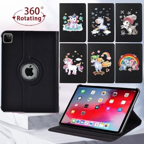 Tablet Case for Apple IPad Pro 11/ipad Pro 9.7 Inch/IPad Pro 10.5 Inch 360 Rotating Cute Unicorn Protective Sleeve + Stylus