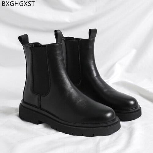 Black Chelsea Boots Men Barefoot Shoes Ankle Boots for Men Male Leather Boots for Man 2021 Man Casual Shoes Chaussure De Homme