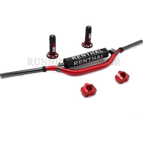 CNC 1-1/8" Pit Bike Motocross Motorcycle Handlebar 28MM Handlebar+Grips+ Clamps+Pads Taper Handle Grips Handlebar Clamp Fat Bar