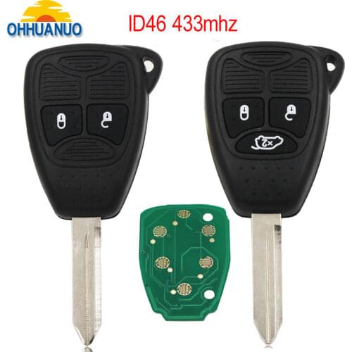 Remote Key Fob 2 Button With Chip ID46 433mhz for Chrysler 300C Sebring PT Cruiser