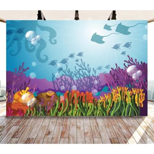 Seabed Fish Coral Shell Pearl Whale Underwater Aquarium Baby Shower Birthday Backdrop Photography Background For Photo Studio
