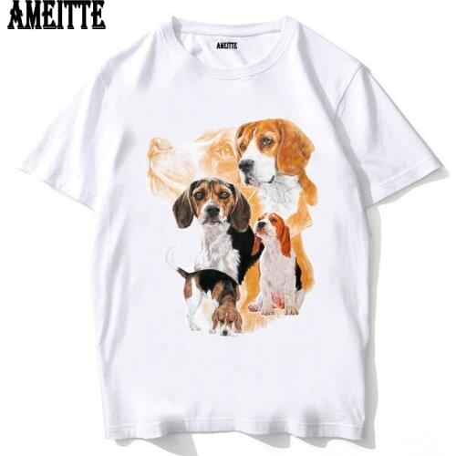 New White Fashion Women Mens Short Sleeve Beagle Dog Medley Print T-Shirt Funny Harajuku Cool Boy Casual Tops Men Tee shirt