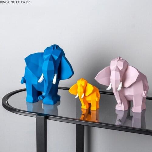 Geometric Elephant Creative Home Decoration Modern Living Room Decoration Ornaments Resin Animal Statue Desktop Ornaments