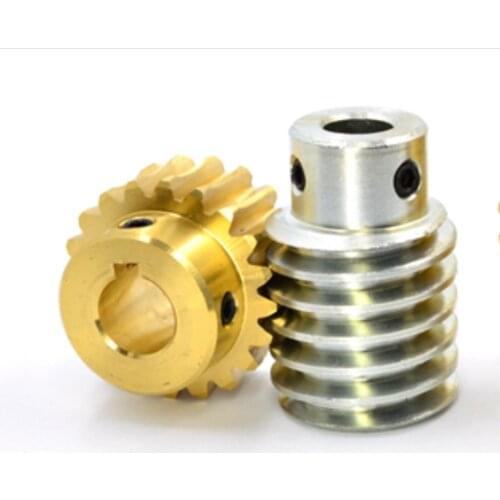 1M-20T Reduction Ratio:1:20 Copper Worm Gear Reducer Transmission Parts Gear Hole:5mm Rod Hole:5mm