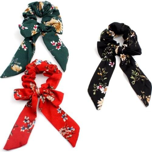 Bow Streamers Hair Ring Fashion Ribbon Girl Hair Bands Scrunchies Horsetail Tie Solid Headwear Hair Accessories