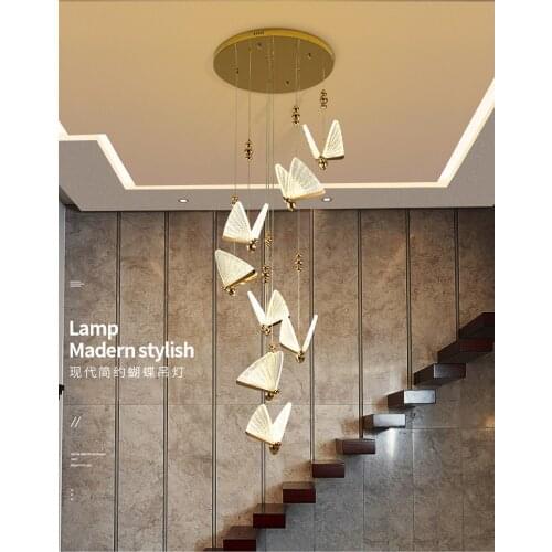 Butterfly chandelier Nordic luxury chandelier bedside LED single head creative restaurant bar staircase duplex lamp