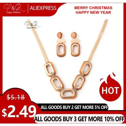 Vogue Ribbon 2020 New Material Jewelry Wood Drop Dangle Tassel Earrings Necklaces With Crystals Fashion Jewelry