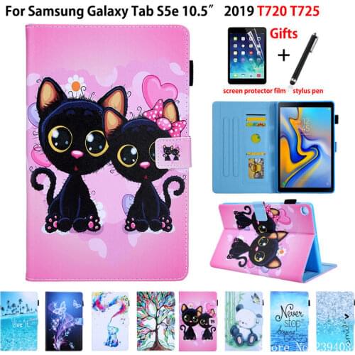 Fashion Cat Case For Samsung galaxy tab S5e 10.5 2019 SM-T720 SM-T725 T720 Cover Funda Tablet Stand Shell Skin Capa +Film+Pen