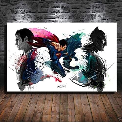 Avengers Superman VS Batman Canvas Painting Marvel Superhero Poster and Printmaking Wall Art Print Canvas Home Decor Boy Gift