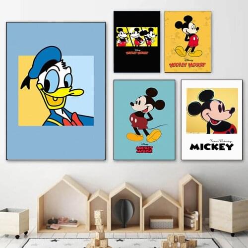 Cartoon Disney Canvas Painting Mickey Mouse Donald Duck Posters and Prints Wall Art Pictures for Living Kids Room Decoration