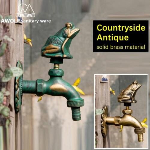 Outdoor Garden Faucet Mop Pool Faucet Art Antique Countryside Animal Shape Washing Machine Wall Mounted Cold Water Tap AF6138