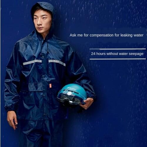 Nylon Blue Raincoat Rain Pants Suit Waterproof Hiking Biking Jacket Mens with Hood Sports Suits Electric Motorcycle for Adult
