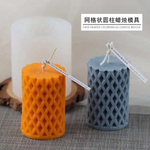 New Grid shaped cylindrical candle silicone mold Korean home decoration candle DIY material gypsum Chocolate Mold silicone Mould