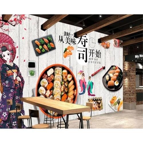 Beibehang Painting wallpaper living room background photo hotel wallpaper mural japanese food sushi restaurant catering tooling