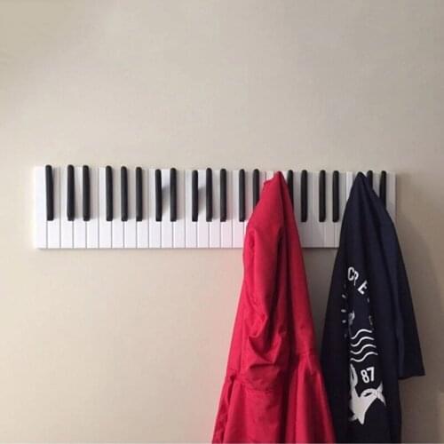 Piano Wooden Coat Racks Piano Keys Wall Mounted Coat Hook Hanger Wall Decoration Hat Storage Rack Wood Shelf A66