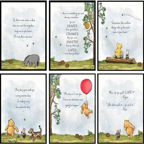 Classic Winnie The Pooh Canvas Paintings Disney Anime Movie Posters and Prints Wall Art Picture for Living Room Home Decoration