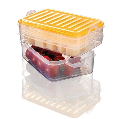 Plastic 3 Layers, 3 Reservoirs, Fruit, Vegetable, Frozen Food, Storage Container, Box Refrigerator Kitchen Organizer, Bpa Free