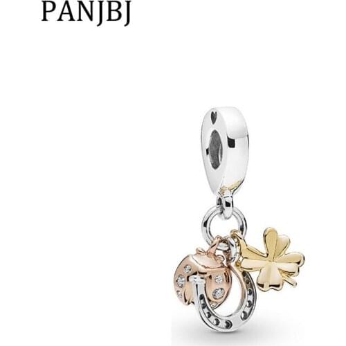 New Original Bead Alloy Horseshoe Clover Ladybird Dangle Charm Fit Bracelet Necklace DIY Women Jewelry