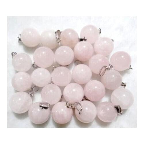 Wholesale high quality 50pcs natural stone round ball Quartz crystal pendant for DIY jewelry making necklace Accessories