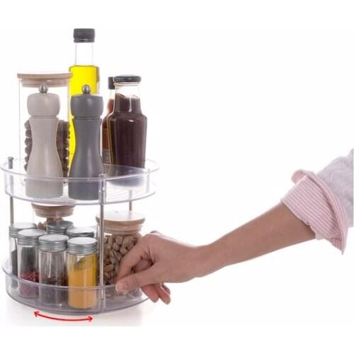 Primanova Elpida 2 Tiers Rotating Shelf Transparent Storage Container Spice Practical Regular Original Brand