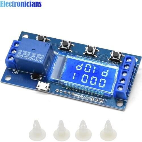 DC5-30V Dual Display LCD Screen Digital Time Delay Relay 10A Adjustable Timing Relay Control Switch with Micro USB Interface 12V