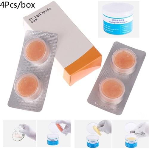 For BTE IEC CIC Cochlear Implants IEM Earphones 4Pcs/box Hearing Aid Aids Drying Capsule Desiccant Dehumidifier Drying Pallet