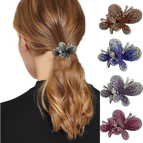 MOLANS Butterfly Hair Grip Rhinestone Flower Duckbill Hair Claws Vintage Hair Combs Clip Shinning Hairpin Ponytail Headwear