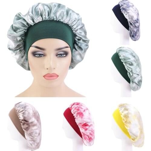 Women Tie Dye Print Sleep Cap Women Head Cover Night Hat Stain Long Hair Care Bonnet Head Wrap Shower Caps Beanie Headwear New