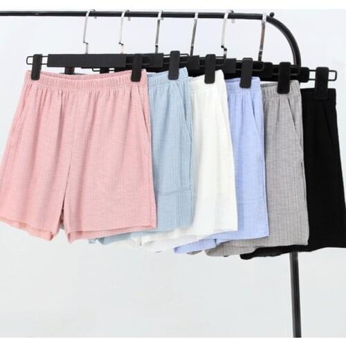 JULYS SONG Cotton Solid Ladies Short Pants Casual Elastic Sleep Bottom Pajamas Shorts Summer Seamless Loose Sleepwear Nightwear