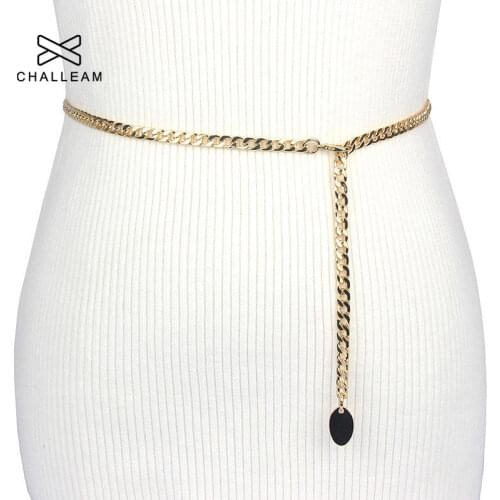 Female Luxury Designer Metal Waist Chains belts For Dress Ladies Golden Silver Waistband Fashion Women Chain Belt 266