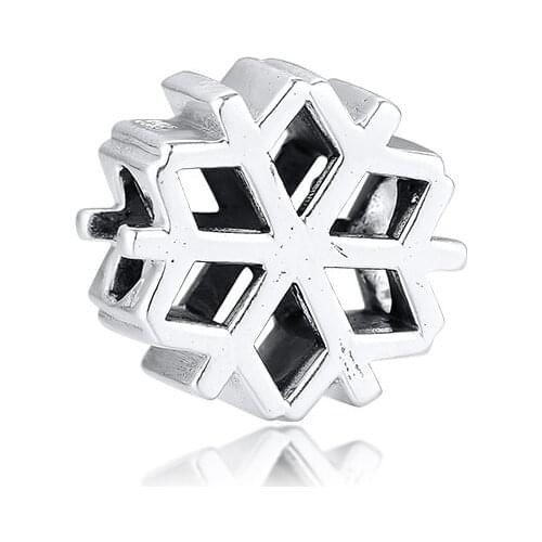 Winter Snowflake Vintage Beads for Chain Bracelets Silver 925 Jewelry DIY Charm Beads for Jewelry Making Fashion Silver Beads