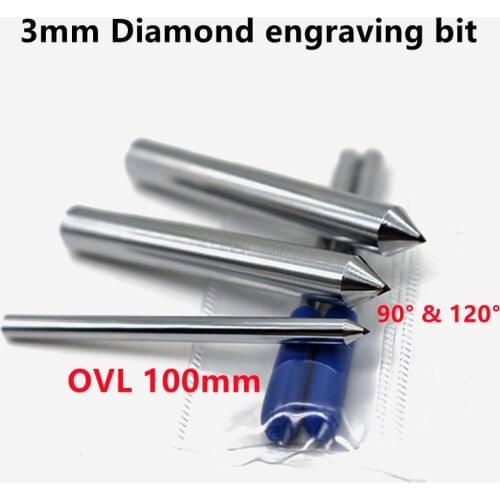 3mm Diamond Engraving Bit Carving Pen Point Tools Cnc Milling Cutter 90 120 degree Circuit Board Metal Stone Aluminum