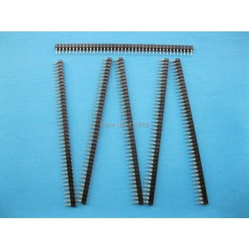 120 pcs Gold Plated L7.43mm 2.54mm 1x40 40pin Pin Header Male Single Row Strip