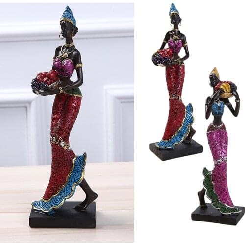 22cm/25cm Resin Ethnic Style African Beauty Figurines,Creative Vintage Interior Decoration,Crafts Ornaments for Home Gift