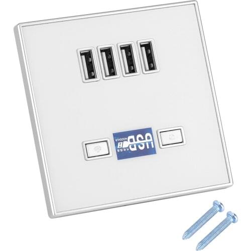 220V 4 Ports LED Light USB Charger Wall Socket Charger Station PC fireproof exterior for mobile phones MP3 cameras supply powe