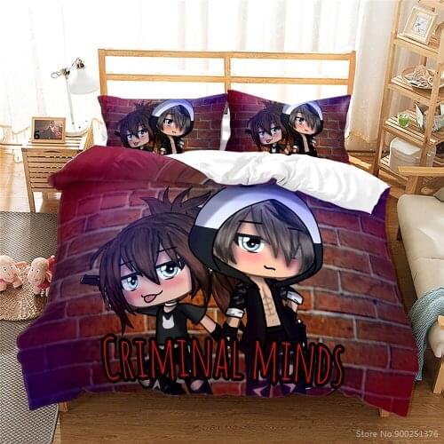 3D Cute Cartoon Printed Bedding Set Gacha Life Game Printed Comforter Cover Set Duvet Cover Set Bedclothes Twin Full Queen King