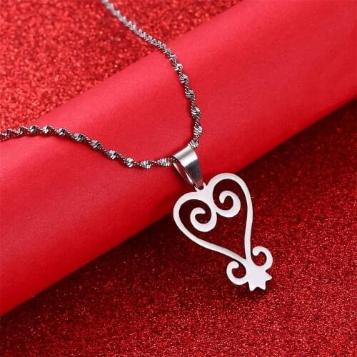 Stainless Steel African Adinkra Symbol SANKOFA Learn From The Past Pendant Necklaces Jewelry