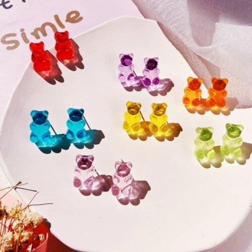 Acrylic Creative Simple Candy Color Sweet and Cute Womens Funny Cute Bear Earrings Jelly Earring Fashion Jewelry Bear Earring
