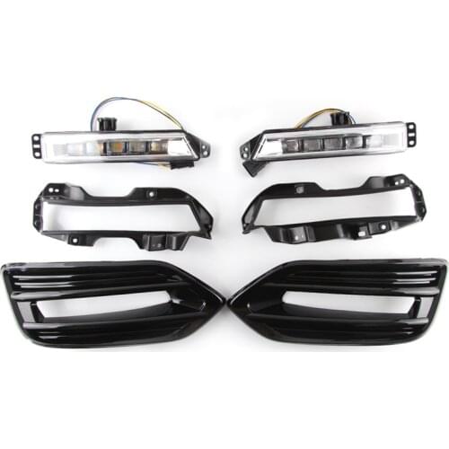 Car LED Daytime Running Lights DRL Dynamic Yellow Turn Signal Auto Daylihgts Foglamp for Honda HRV HR-V Vezel 2019 2020
